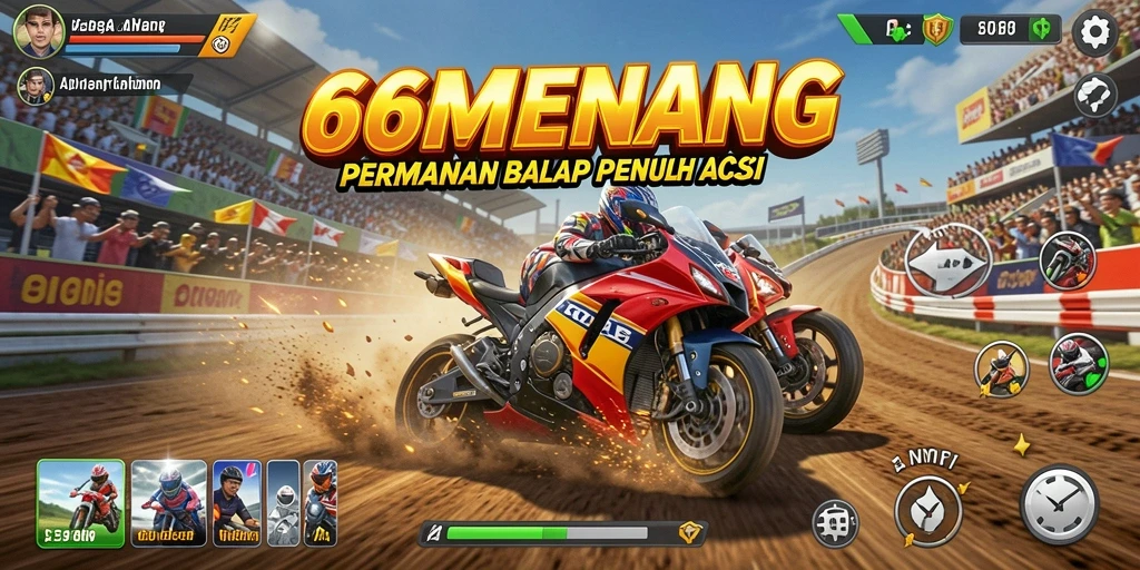 Tampilan gameplay seru dari 66MENANG di lintasan balap.