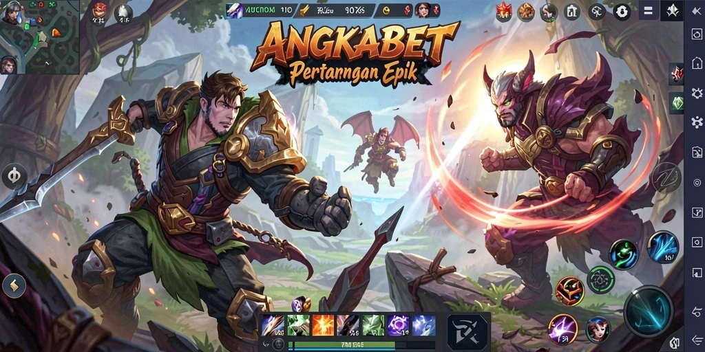 Tangkapan layar gameplay seru dari ANGKABET yang menunjukkan pertarungan tim.