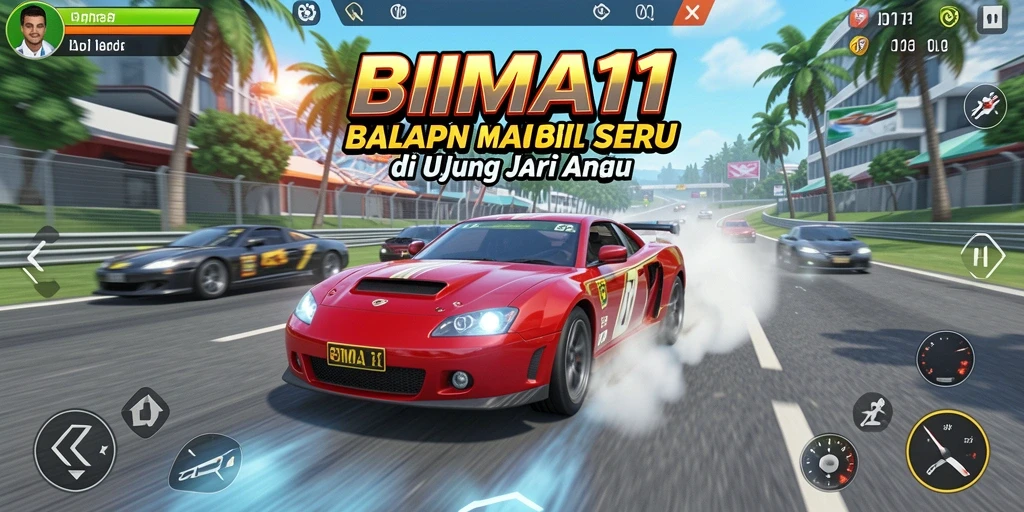 Tampilan gameplay BIMA11 saat balapan yang seru dan mendebarkan.