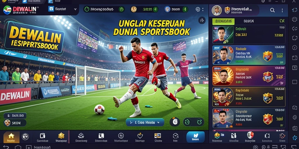 Screenshot DEWALIN menunjukkan fitur sportsbook yang menarik.