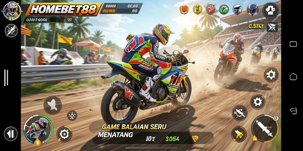 Tampilan gameplay balapan motor yang mendebarkan dan penuh aksi.