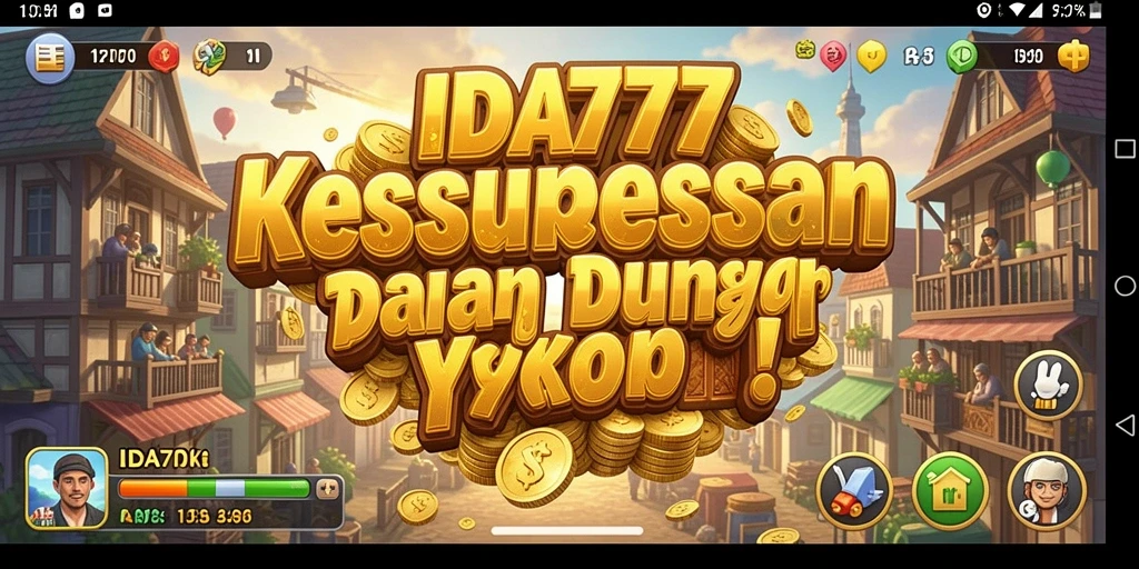 Tampilan gameplay <strong>IDA777</strong> dengan karakter pembangun bisnis yang aktif.