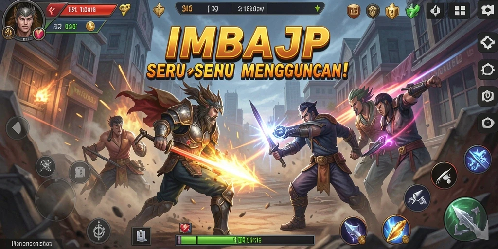 Screenshot pertarungan seru di IMBAJP dengan efek visual menakjubkan.