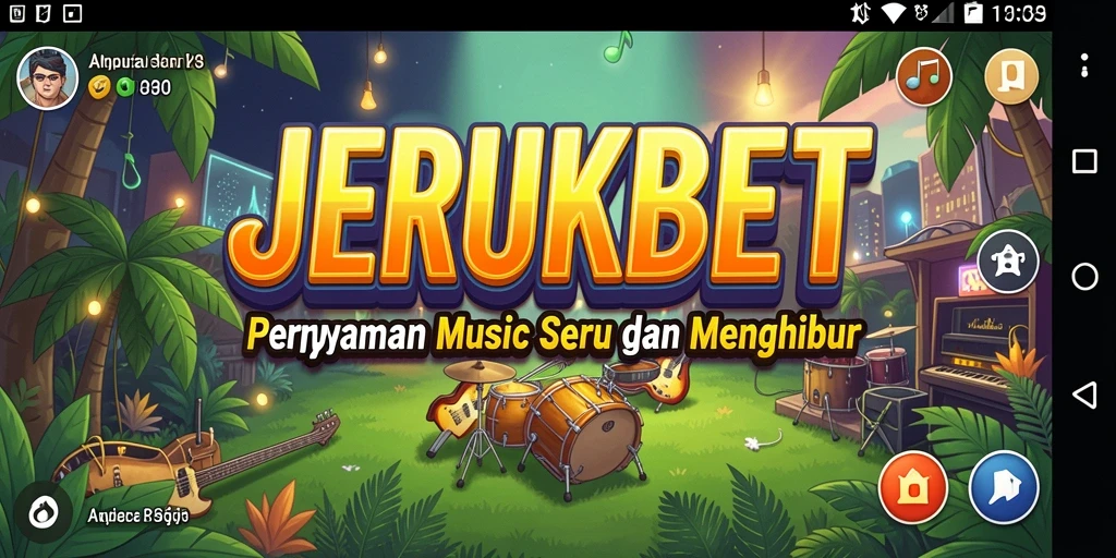 Screenshot utama JERUKBET menunjukkan gameplay musik yang seru.