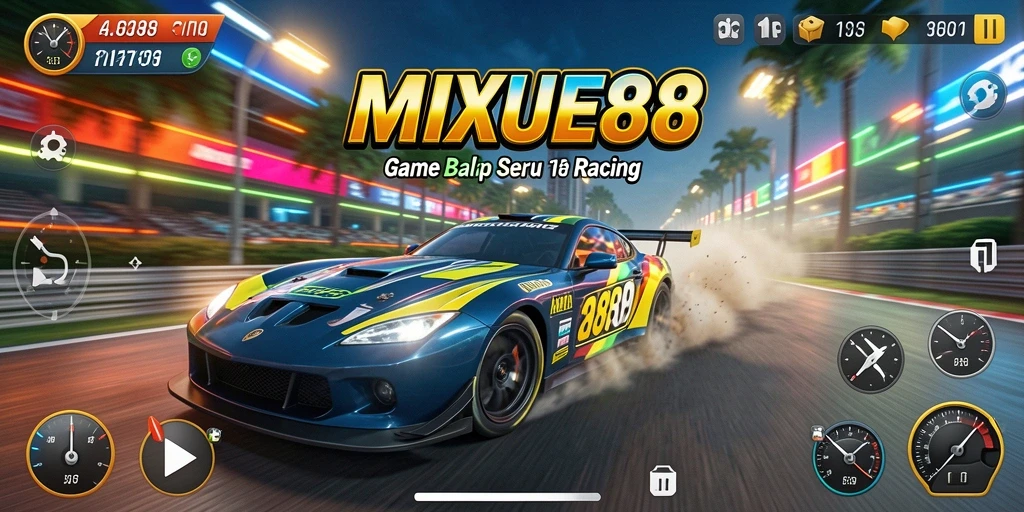 Tampilan gameplay MIXUE88 dengan aksi balap yang mendebarkan.
