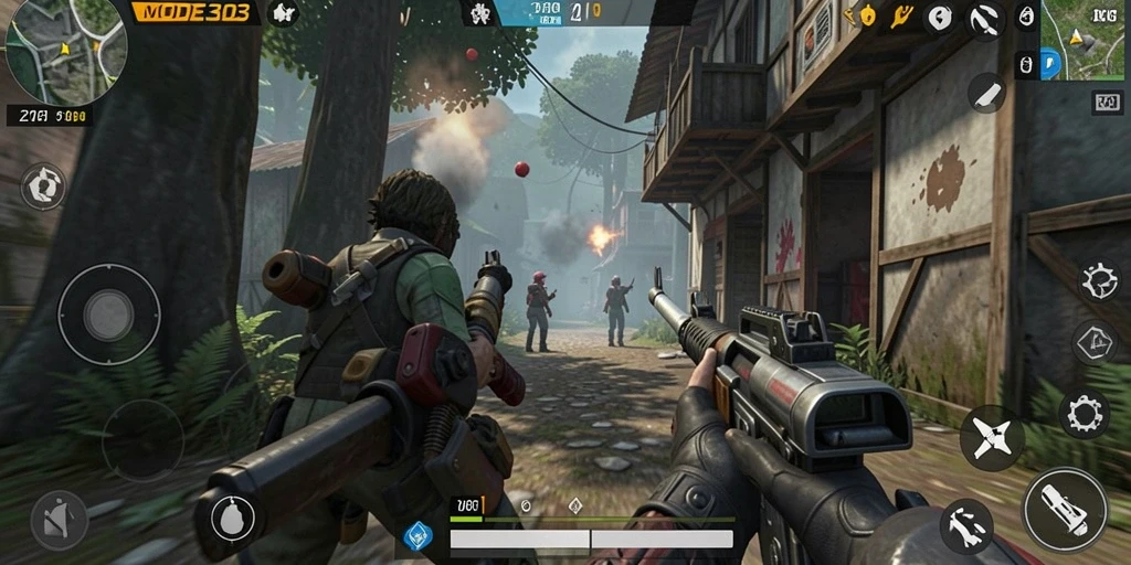 Tampilan gameplay <strong>MODE303</strong> yang mendebarkan dan penuh aksi.