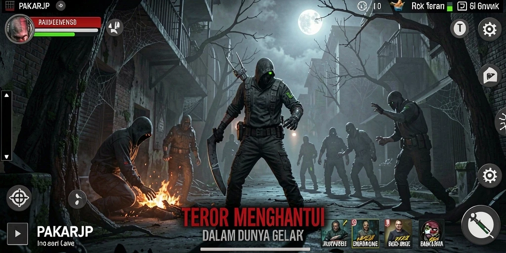 Tangkapan layar PAKARJP menampilkan karakter yang terjebak dalam kegelapan menyeramkan.