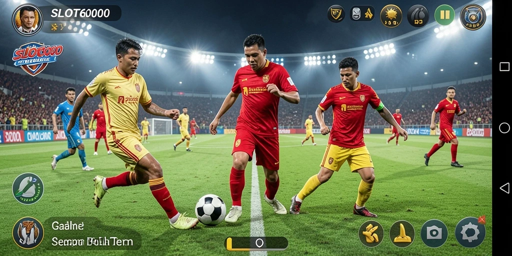 Tampilan gameplay menarik di SLOT6000 saat bertanding sepak bola.