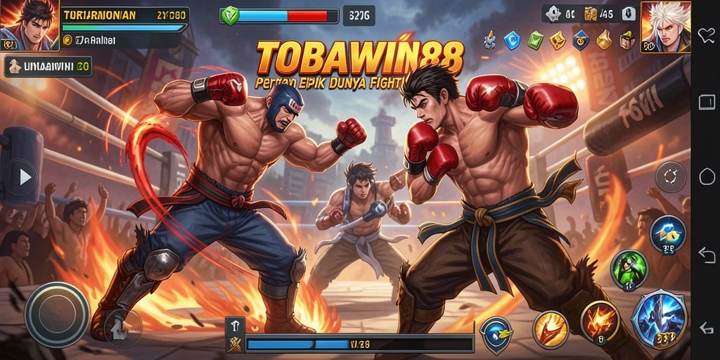 Tampilan gameplay seru di TOBAWIN88 dengan aksi bertarung yang intens.